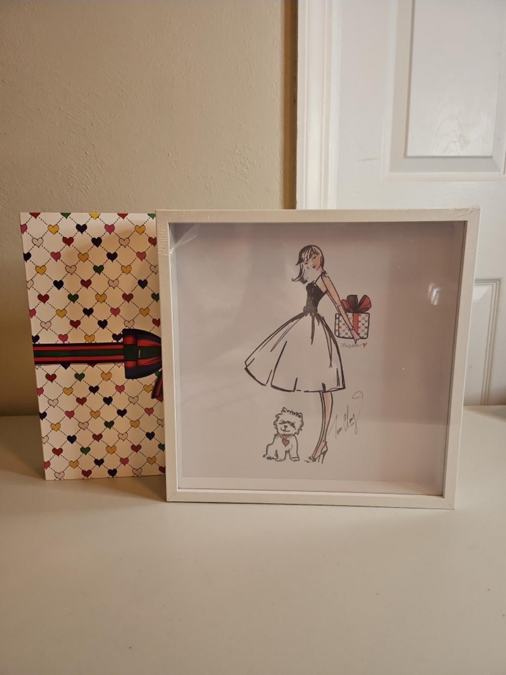 New Sealed Brighton Love & Joy Framed Photo Girl and Dog